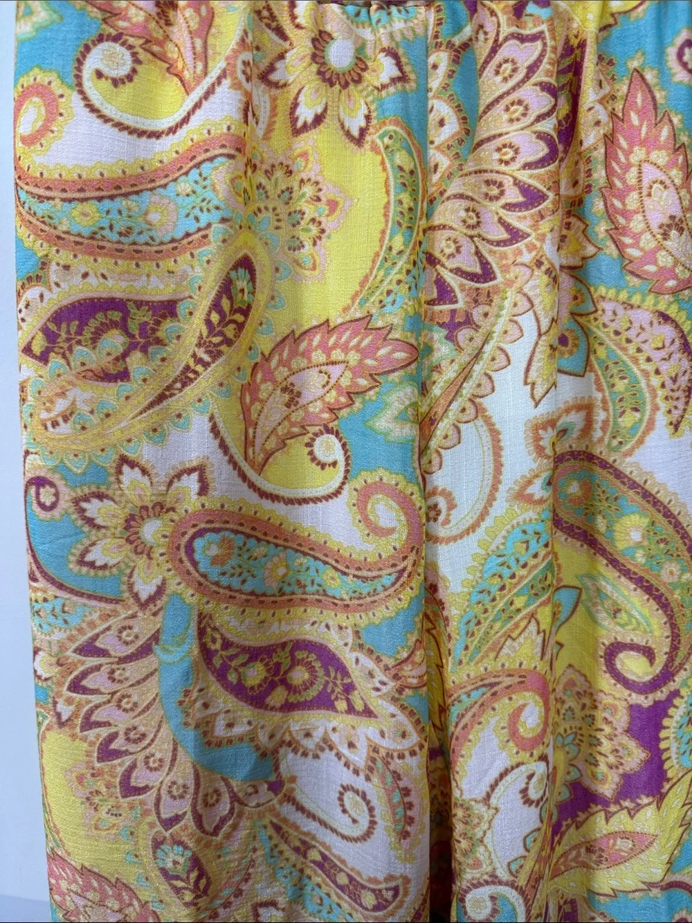 new directions Vibrant Paisley Wide-Leg Pants in Yellow, Turquoise & Pink - 1X